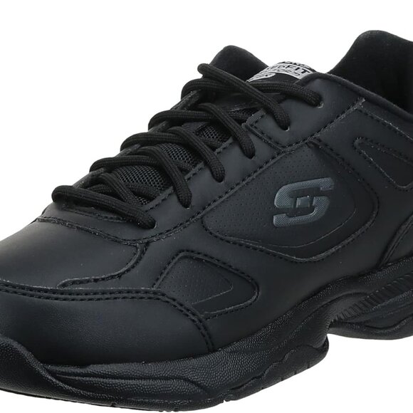 Women's Leather Work Shoes Size 8.5 Wide Low Heel Black Durable Comfort - Picture 1 of 8